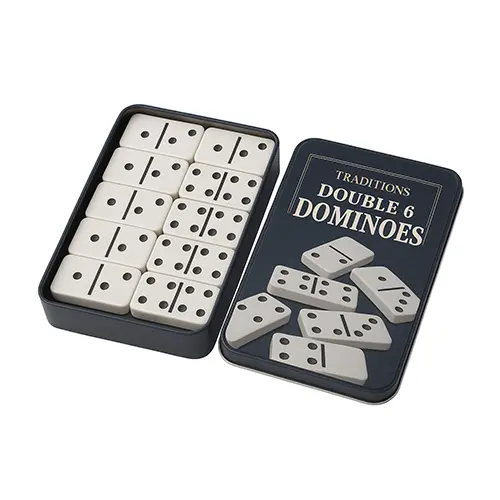 Jeu de Dominos Double 6 Traditions – 28 pièces en boîte métallique marchinet.webp