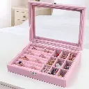 Boîte de Rangement Luxe pour Bijoux avec Couvercle Transparent rose.webp