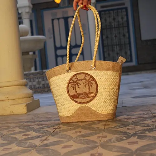 Couffin Artisanal Ovale en Fibre de Palmier – Fait Main à Nabeul – Modèle CN11 marchinet.webp