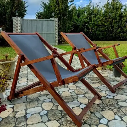 Chaise longue pliante en bois avec toile blanche – Confort jardin et plage marchinet.webp