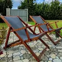 Chaise longue pliante en bois avec toile blanche – Confort jardin et plage marchinet.webp