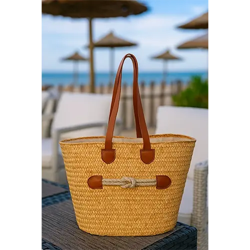 Couffin Noir  Panier en Osier avec Anses en Cuir Noir  Artisanat Tunisien marchinet.webp