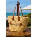 Couffin artisanal clair en paille tressée avec anses cuir & corde – Tunisiemarchinet.webp