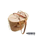 Couffin Noir  Panier en Osier avec Anses en Cuir Noir  Artisanat Tunisien marchinettn.webp