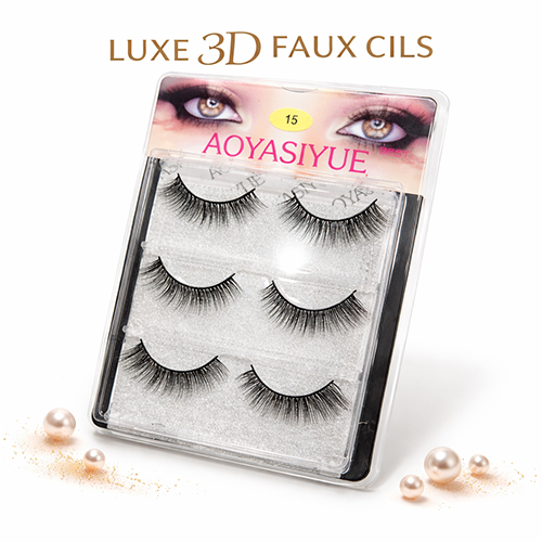 Faux Cils AOYASIYUE – Pack 3 Paires – Effet 3D Naturel