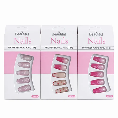 Pack 3 Styles Faux Ongles Press-On Beautiful Nails – Collection Floral & Cherry  MN-BN-NAILS-PACK3-03