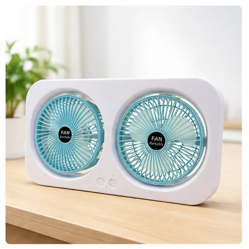 Ventilateur Double Turbo Rechargeable USB-C Portable – Refroidissement Puissant