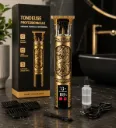 KISSKOUCHI Tondeuse Professionnelle Sans Fil Dragon Gold LCD – Coupe Cheveux & Barbe USB