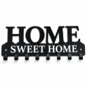 Portemanteau Mural Home Sweet Home – Métal Noir 8 Crochets