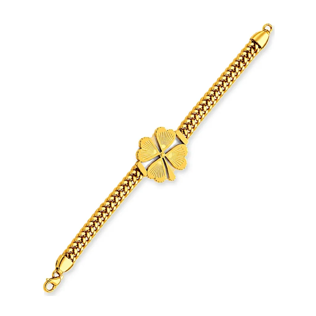 Bracelet Trèfle Doré Maille Gourmette – Acier Inoxydable