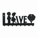Porte-Manteau Mural Métal « LOVE » Noir – 8 Crochets