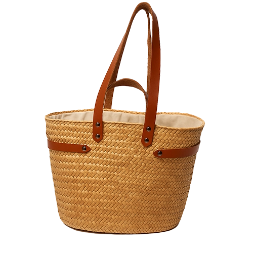 Couffin Artisanal en Doum avec Anses en Cuir – Tunisie