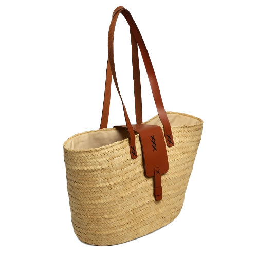Couffin Zina – Panier Artisanal en Osier et Cuir