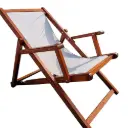 Chaise longue pliante en bois avec toile blanche – Confort jardin et plage